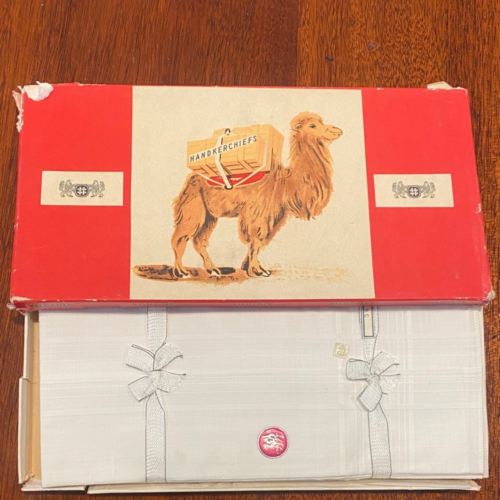 Vintage Handkerchief Set with Camel Design Box